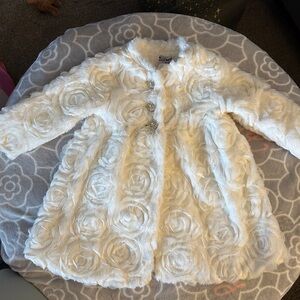 Blueberi Boulevard White Rose Pattern Kids Coat